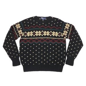 Polo Ralph Lauren Hand Knit Fair Isle Snowflake Wool Sweater Men's Size XL